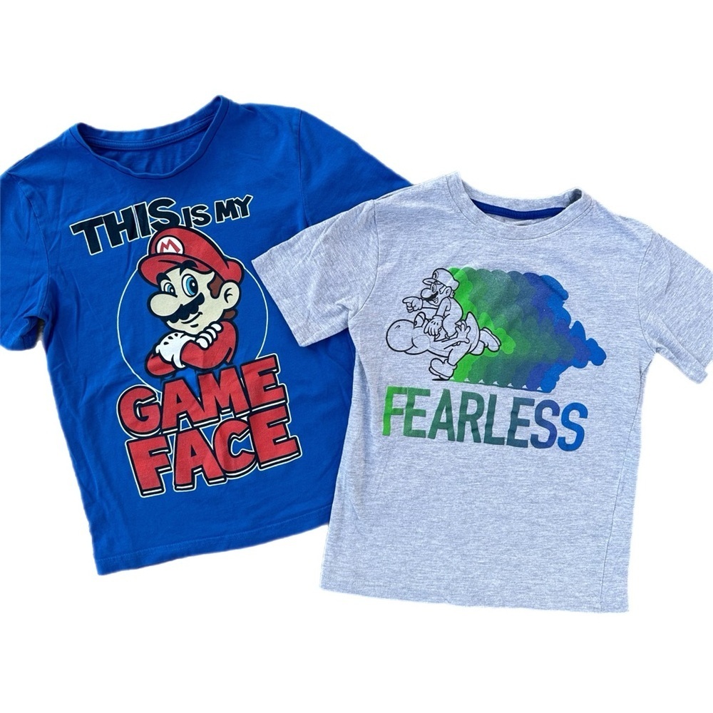 Super Mario Bros Boys Size 7/8 Graphic Tee Shirt  Bundle